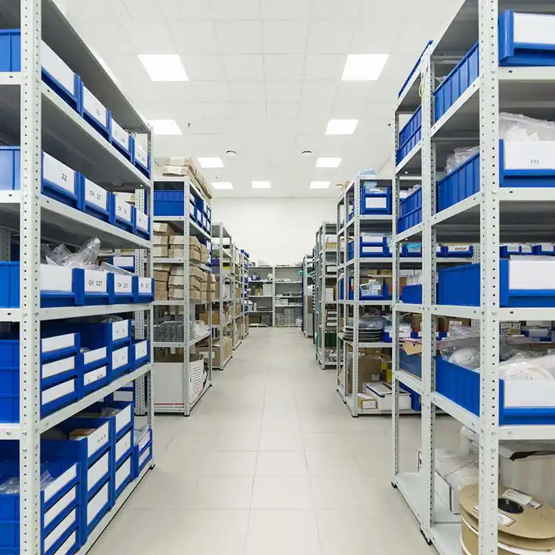 Organized Shelves in warehouse