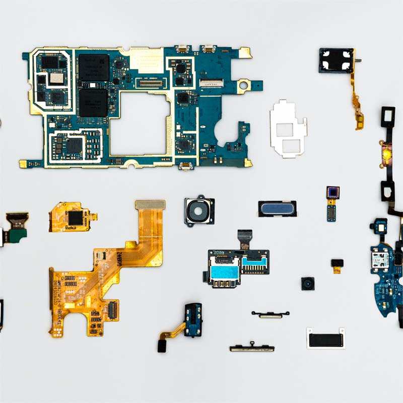 Different parts of a PCB assembly prototype